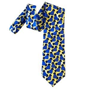 VTG Grateful Dead Necktie Aiko 100% Silk First Set Bear 1990s Yellow Blue